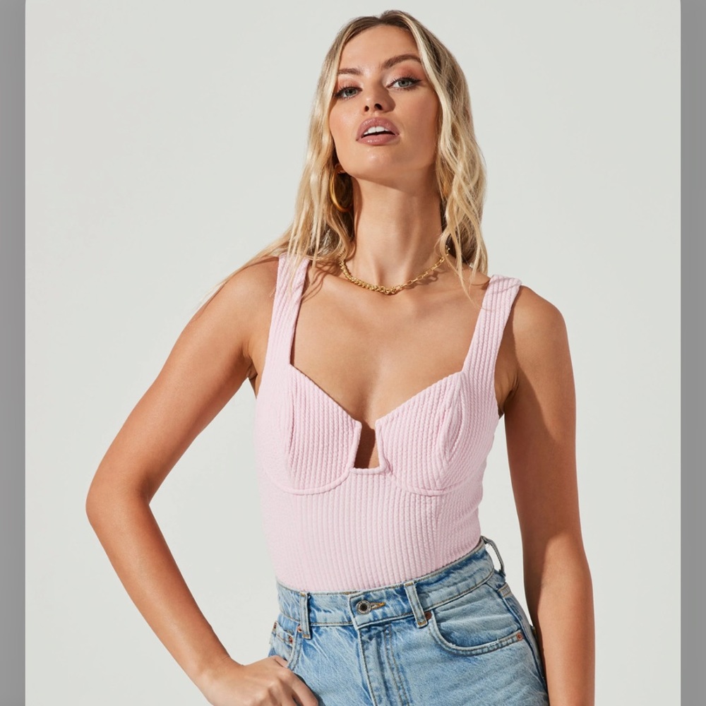 Free People Intimately pale mauve pink ballet bustier semi crop tank top